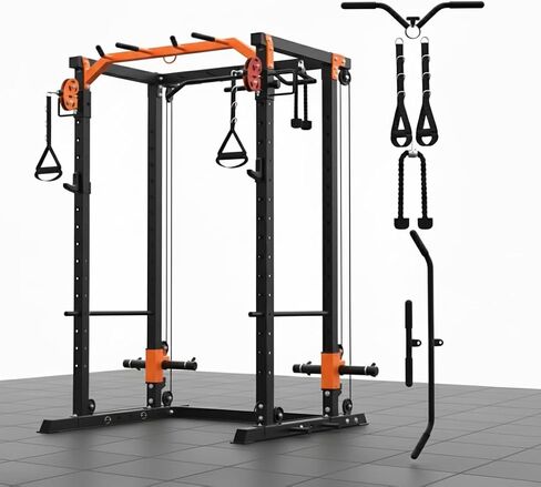 Power Cage, All-in-1 Home Gym with LAT Pulldown & Cable System, 2000LBS Squat Rack for Home & Garage & Apartment Use, Workout Cage with More Attachments in Saudi Arabia