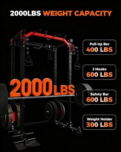 Power Cage, All-in-1 Home Gym with LAT Pulldown & Cable System, 2000LBS Squat Rack for Home & Garage & Apartment Use, Workout Cage with More Attachments in Saudi Arabia