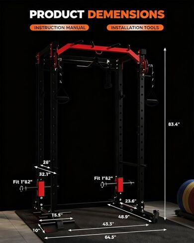 Power Cage, All-in-1 Home Gym with LAT Pulldown & Cable System, 2000LBS Squat Rack for Home & Garage & Apartment Use, Workout Cage with More Attachments in Saudi Arabia