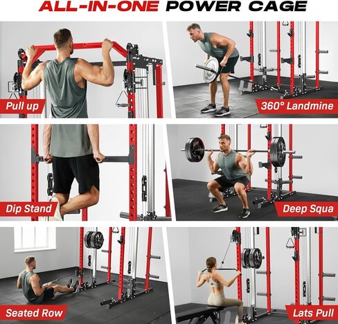 صالة الألعاب الرياضية المنزلية Power Cage، نظام كروس مزدوج للكابلات، حامل طاقة الكل في واحد مع ملحقات تدريب القوة لتدريبات الجسم بالكامل in Kuwait