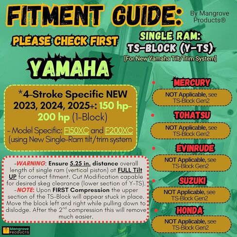 TS-Block Y-TS، إسفين موفر للرافعة لياماها 2023+ إلى 150hp و200hp الحالي، دعم المحرك الخارجي، رام واحد، ملحقات القوارب العائمة، موفرات الرافعة للمحرك الخارجي in Kuwait