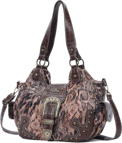 Angel Kiss Hobo Bags for Women Vegan Leather Purses and Handbags Ladies Chic Shoulder Bags Crossbody Purses with Metal Studs in Kuwait