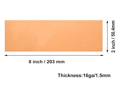 لوح نحاسي، 2 بوصة × 8 بوصة - 16 مقياس (1.5 مم)، بدون خدوش، طبقة واقية على كلا الجانبين in Kuwait