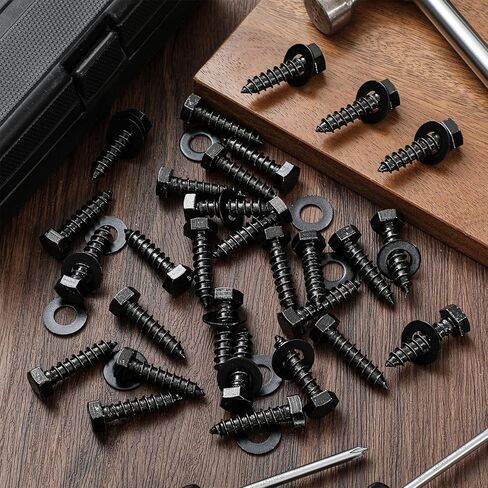 Zonon 50 Pcs 1/4" x 2" Inch Hex Lag Bolts 304 Stainless Steel Black Lag Screws 50 Screws and 50 Washers Industrial/Commercial Grade in Saudi Arabia