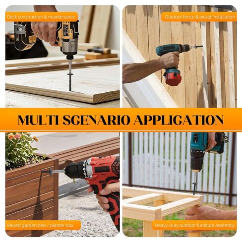 براغي Kryonix Lag #14 × 8 بوصة، 50 قطعة براغي خشبية هيكلية، براغي سطح أسود، براغي بناء خارجية شديدة التحمل، محرك ستار توركس، مع T30 بت - مقاومة للصدأ، للأخشاب/السجل/المناظر الطبيعية in Kuwait