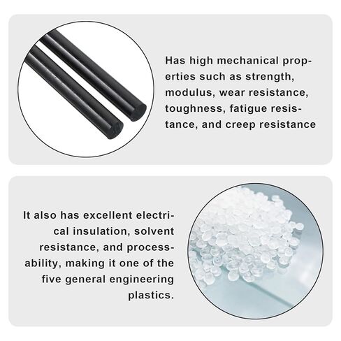 2PCS Round Acetal Copolymer Rods, 1/2 Inch Diameter and 12 Inch Length High Strength Engineering Plastic Rod Opaque Black Acetal Copolymer Rods for Non Marring Fixture in Saudi Arabia