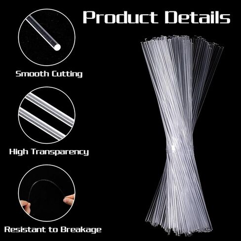 120Pcs 7.87 Inch Clear Acrylic Rods 2 mm Diameter Acrylic Cake Pops Sticks Round Plastic Cake Topper Sticks for Lollipop, Cupcakes Topper Making, DIY Crafts, Cocktail Stirrer in Kuwait