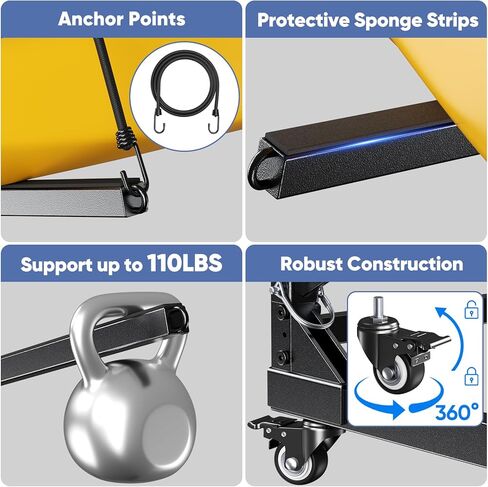 Kayak Storage Rack,Heavy Duty Kayak Stand with Wheels 3 Layer Freestanding Wall Mount Rack Adjustable Kayak Rack for Garage Dock Backyard Outdoor Storage in Kuwait