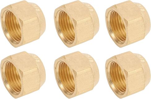 10 Pcs 5/8in Brass Flare Nut for Air Conditioning Copper Pipe Extension Butt, High Pressure Resist 150PSI Copper Tube Flare Nut for AC Repair Maintenance in Saudi Arabia