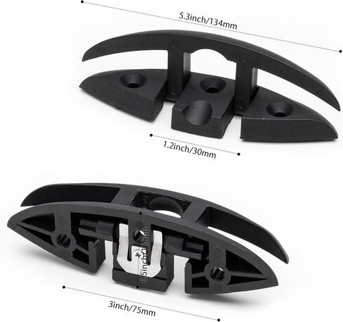 KWAN 5 بوصة قارب قابل للطي، مربط قفص الاتهام قابل للطي مع مسامير طويلة ومسامير قصيرة (M6)، نايلون من الدرجة البحرية، أسود، فتحتان (قطعتان) in Kuwait