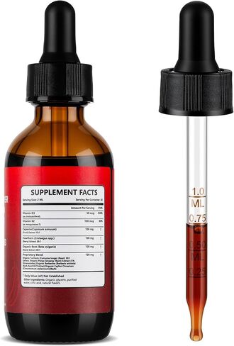 Cayenne Hawthorn Beet Turmeric Vitamin K2 + D3 Liquid Drops, 2 FL.OZ (60ml) Each, 2 Pack in Kuwait