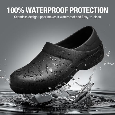 NINGO Non Slip Work Shoes for Women, Waterproof Nurse Shoes, Easy to Clean, Comfortable Lightweight Slip on Clogs for Women, Non Slip Chef Shoes for Food Service, Healthcare, Gardening in Kuwait