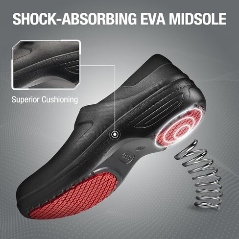 NINGO Non Slip Work Shoes for Women, Waterproof Nurse Shoes, Easy to Clean, Comfortable Lightweight Slip on Clogs for Women, Non Slip Chef Shoes for Food Service, Healthcare, Gardening in Kuwait