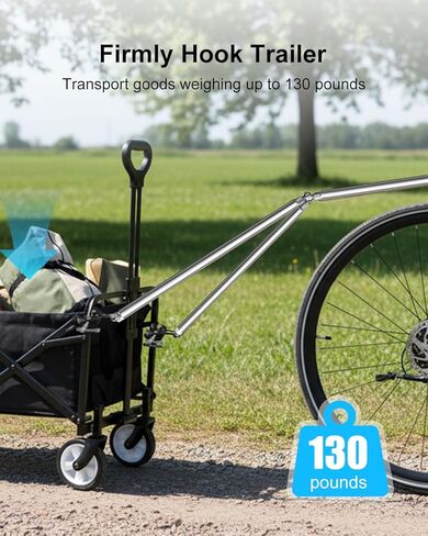 موصل وصلة وصلة مقطورة الدراجة متوافق مع الدراجات الكهربائية والسكوتر مع رف الأمتعة الخلفي، مقطورة دراجة محمولة قابلة للطي للتخييم والبقالة والتسوق الرياضي مع مشابك سريعة الفك in Kuwait