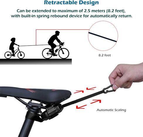 حبل سحب الدراجة بطول 8.2أقدام، حبل جر قابل للسحب مع صندوق حبل، أدوات مقطورة لركوب الدراجات في الهواء الطلق محمولة خلف جهاز جر الدراجة الجبلية وحبل سحب للوالدين والطفل in Kuwait