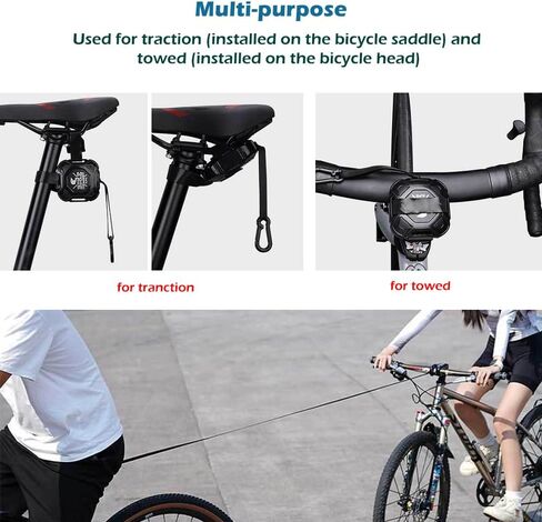 حبل سحب الدراجة بطول 8.2أقدام، حبل جر قابل للسحب مع صندوق حبل، أدوات مقطورة لركوب الدراجات في الهواء الطلق محمولة خلف جهاز جر الدراجة الجبلية وحبل سحب للوالدين والطفل in Kuwait