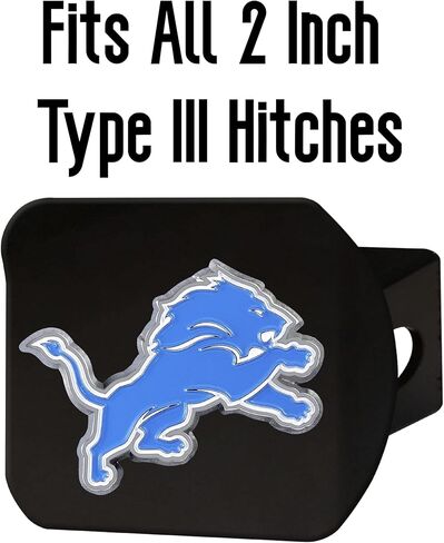 غطاء وصلة ربط معدني أسود من Detroit Lions NFL مع شعار الفريق الملون ثلاثي الأبعاد من FANMATS - تصميم فريد من نوعه لشعار الفريق - سهل التركيب على الشاحنة، وسيارات الدفع الرباعي، والسيارة - هدية مثالية لمحبي كرة القدم الصلبة in Saudi Arabia