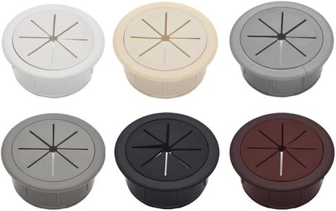 Desk Grommet,Cable Grommet Cable Grommet， 10PCS 50mm / 53mm / 60mm Desk Table ABS & Rubber Cable Hole Caps PC Computer Desk Round Wire Tidy Grommet(Black,60mm) in Saudi Arabia