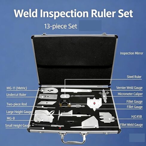 13pcs Welding Gauge Tool Set, Metric Welding Inspection Kit with Carry Case, Weld Seam Measuring Ruler for Industrial Use, Durable and Portable Welding Tools in Saudi Arabia