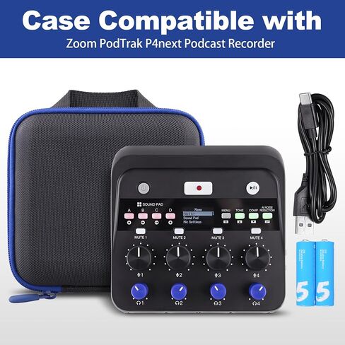co2CREA Hard Case for Zoom PodTrak P4next Podcast Recorder, Portable Travel Storage Bag with Mesh Pocket, Shockproof EVA Shell and Soft Lining, Fits Cables and Accessories (Case Only) in Saudi Arabia
