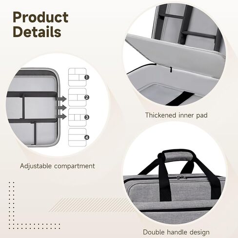 Audio Mixer Case 15.5 x 13 x 6 in, Gray DJ Mixer Bag, Podcast Mixer Case with 0.4 in Padding, Adjustable Dividers, Secure Straps, Multiple Pockets, Luggage Strap in Kuwait