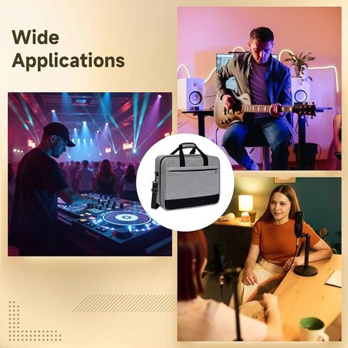 Audio Mixer Case 15.5 x 13 x 6 in, Gray DJ Mixer Bag, Podcast Mixer Case with 0.4 in Padding, Adjustable Dividers, Secure Straps, Multiple Pockets, Luggage Strap in Kuwait