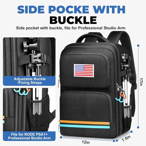 حقيبة سفر لخلاط الصوت لـ Yamaha MG10XU، RODECaster Pro II، RODECaster Pro، RC Duo، TC-Helicon GoXLR، حقيبة ظهر Podcast DJ Mixer مع جيوب متعددة للميكروفونات والكابلات ومعدات البث الصوتي in Kuwait