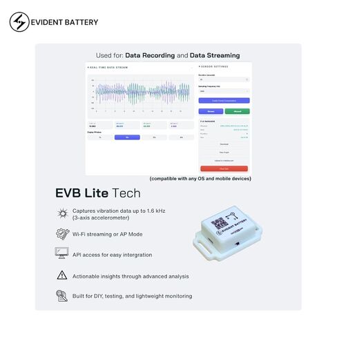 مستشعر اهتزاز Wi-Fi EVB Lite يصل إلى 1.6 كيلو هرتز | مقياس تسارع ثلاثي المحاور | وضع واي فاي وAP | برنامج مجاني لمحور الأجهزة | DIY، جهاز استشعار الحركة للهواة والاستخدام الشخصي in Kuwait