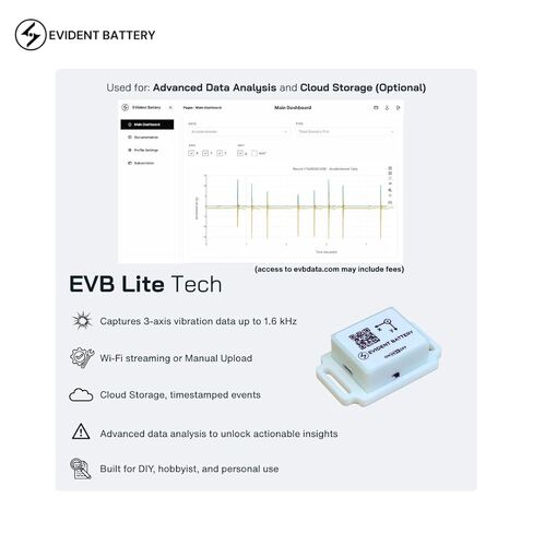 مستشعر اهتزاز Wi-Fi EVB Lite يصل إلى 1.6 كيلو هرتز | مقياس تسارع ثلاثي المحاور | وضع واي فاي وAP | برنامج مجاني لمحور الأجهزة | DIY، جهاز استشعار الحركة للهواة والاستخدام الشخصي in Kuwait