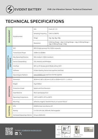 مستشعر اهتزاز Wi-Fi EVB Lite يصل إلى 1.6 كيلو هرتز | مقياس تسارع ثلاثي المحاور | وضع واي فاي وAP | برنامج مجاني لمحور الأجهزة | DIY، جهاز استشعار الحركة للهواة والاستخدام الشخصي in Kuwait