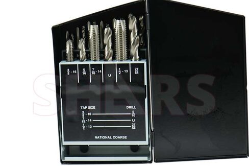 Shars 18 قطعة #6-32 إلى 1/2-13 NC #36 إلى 27/64 HSS مجموعة الصنبور الحلزوني والمثقاب 404-7207 P in Saudi Arabia