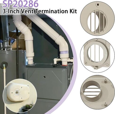 SP20286 3-Inch Vent Termination Kit - Fits for Rheem Beige HVAC Replacement Part Water Heate 3" PVC/ABS Piping in Saudi Arabia