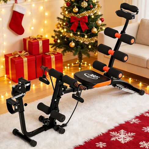 Weight Bench, 41.34" Metal Adjustable Foldable Ab Workout Bench, Multi Gear Adjustment, Resistance Bands & Leg Developer, Comfortable Padding, for Home Gym/Office/Small Space Full Body Strength Training in Saudi Arabia