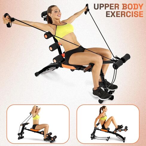 Weight Bench, 41.34" Metal Adjustable Foldable Ab Workout Bench, Multi Gear Adjustment, Resistance Bands & Leg Developer, Comfortable Padding, for Home Gym/Office/Small Space Full Body Strength Training in Saudi Arabia