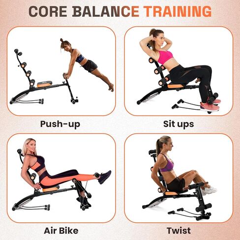 Weight Bench, 41.34" Metal Adjustable Foldable Ab Workout Bench, Multi Gear Adjustment, Resistance Bands & Leg Developer, Comfortable Padding, for Home Gym/Office/Small Space Full Body Strength Training in Saudi Arabia