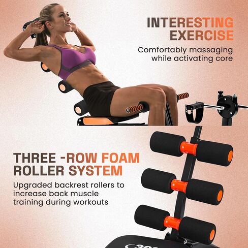 Weight Bench, 41.34" Metal Adjustable Foldable Ab Workout Bench, Multi Gear Adjustment, Resistance Bands & Leg Developer, Comfortable Padding, for Home Gym/Office/Small Space Full Body Strength Training in Saudi Arabia