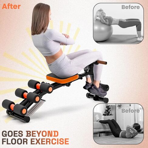 Weight Bench, 41.34" Metal Adjustable Foldable Ab Workout Bench, Multi Gear Adjustment, Resistance Bands & Leg Developer, Comfortable Padding, for Home Gym/Office/Small Space Full Body Strength Training in Saudi Arabia