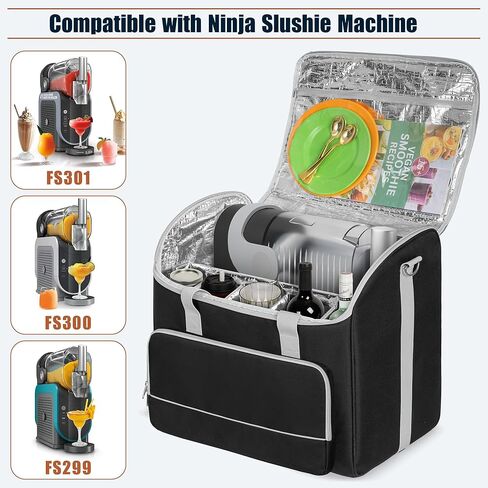 حقيبة سفر YARWO متوافقة مع ماكينة Ninja Slushie FS301، FS300 وFS299، حقيبة حمل مقاومة للماء مع فواصل مرنة ولوحة لآلة العصير، الزجاجة، الأكواب، مناسبة للسفر والتخييم والحفلات in Kuwait