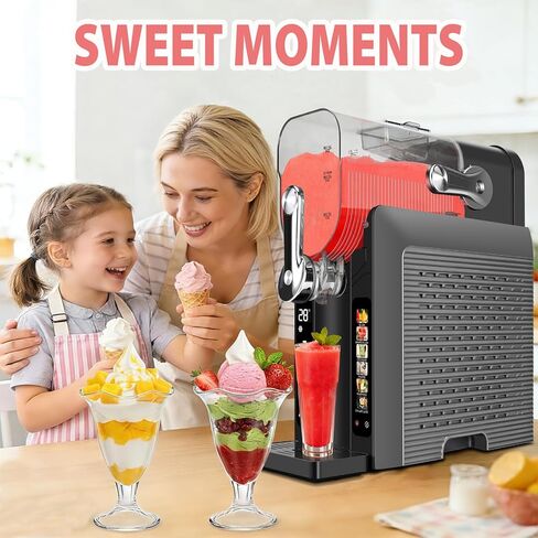 Slushie Machine for Home - 88oz Frozen Drink Maker Slushy Machine, 2-In-1 Soft Ice Cream Maker, 6 Preset Programs| Slushie, Cocktails, Frappés, Ice Cream, Smoothies, Milkshakes (Screen Version） in Saudi Arabia