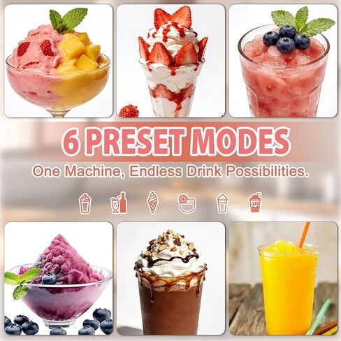 Slushie Machine for Home - 88oz Frozen Drink Maker Slushy Machine, 2-In-1 Soft Ice Cream Maker, 6 Preset Programs| Slushie, Cocktails, Frappés, Ice Cream, Smoothies, Milkshakes (Screen Version） in Saudi Arabia
