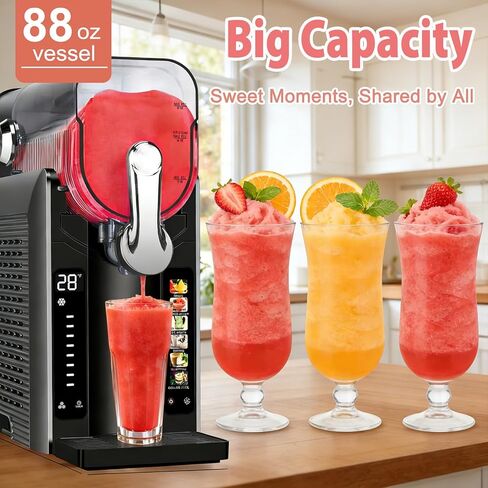 Slushie Machine for Home - 88oz Frozen Drink Maker Slushy Machine, 2-In-1 Soft Ice Cream Maker, 6 Preset Programs| Slushie, Cocktails, Frappés, Ice Cream, Smoothies, Milkshakes (Screen Version） in Saudi Arabia