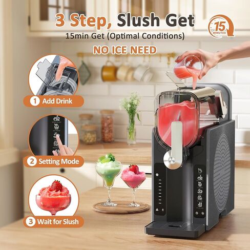 Slushie Machine, Slushy for Home No Ice Need, Professional Frozen Drink Maker & Margarita Machine, 6 Presets for Milkshakes, Frappés, Slush, Ice Cream, Black in Saudi Arabia