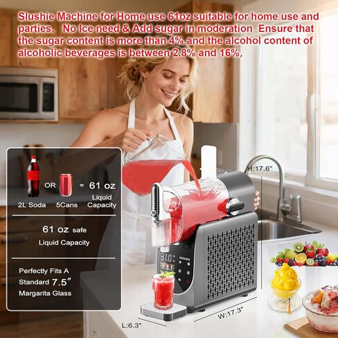 Slushie Machine 84oz, Slushy Machine for Home, Frozen Drink Machine with One-Touch Screen, 6 Preset Programs, Auto Clean, No Ice Needed, Dishwasher Safe Parts, for Margaritas, Frappés and More (84oz) in Saudi Arabia