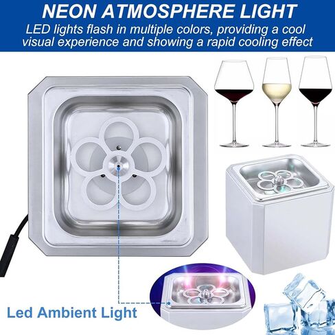 Portable Glass Chiller, Stainless Steel Construction, Instant Drink Chiller,Cools in 6 Seconds, Led Ambient Light in Kuwait