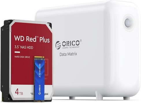 Orico Datamatrix 9TB حل التخزين الهجين ، 1 تيرابايت SSD لعملية البيانات + 8TB HDD للنسخ الاحتياطي للبيانات ، 1GBE ، 10 جيجابت في الثانية USB C & USB A ، All-In-One Hub ، DM102 in Kuwait