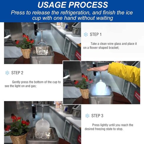 Stainless Steel Carbon Dioxide Glass Chiller, Press Nozzle to Start,Small Rapid Fast Wine Glass Cup Chilling Machine,with Light in Kuwait