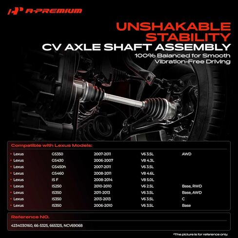 A-Premium CV Axle Shaft Assembly Compatible with Lexus GS350 GS430 GS450H GS460 IS F IS250 IS350, Rear Right Passenger Side, Replace# 4233030160 in Saudi Arabia