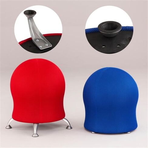 Pemberly Row Modern Ball Chair, Blue Mesh Finish, 22.5 x 22.5 x 17.5 in, Powder-Coated Legs, Stationary Glides, Anti-Burst Design, Active Seating for Office or Home, Promotes Posture and Core Strength in Saudi Arabia