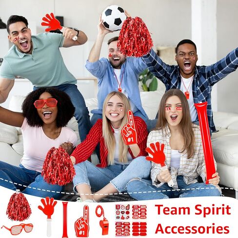 204 Pcs Team Spirit Accessories School Spirit Items - Cheerleading Pom Poms, Whistles, Thunder Sticks, Hand Clappers for Tailgates Football Baseball Sports Events in Saudi Arabia