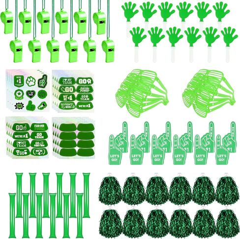 204 Pcs Team Spirit Accessories School Spirit Items - Cheerleading Pom Poms, Whistles, Thunder Sticks, Hand Clappers for Tailgates Football Baseball Sports Events in Saudi Arabia